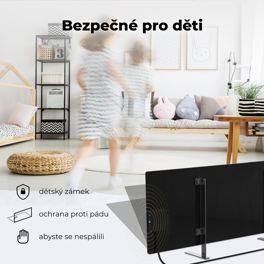 AENO GH4s Chytré Topení, infrared + konvekce, tvrzené sklo,LED displej, 700W, Černá