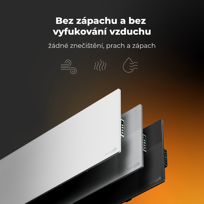 AENO GH4s Chytré Topení, infrared + konvekce, tvrzené sklo,LED displej, 700W, Černá