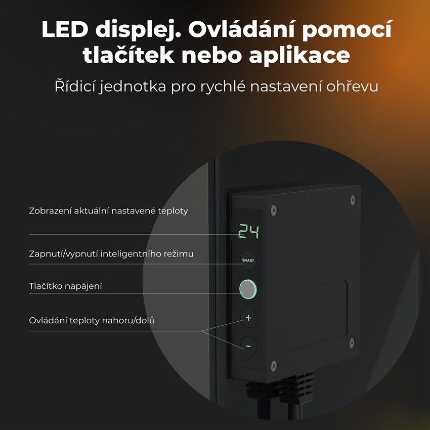 AENO GH4s Chytré Topení, infrared + konvekce, tvrzené sklo,LED displej, 700W, Černá