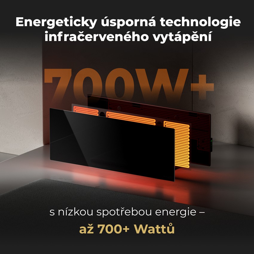 AENO GH4s Chytré Topení, infrared + konvekce, tvrzené sklo,LED displej, 700W, Černá
