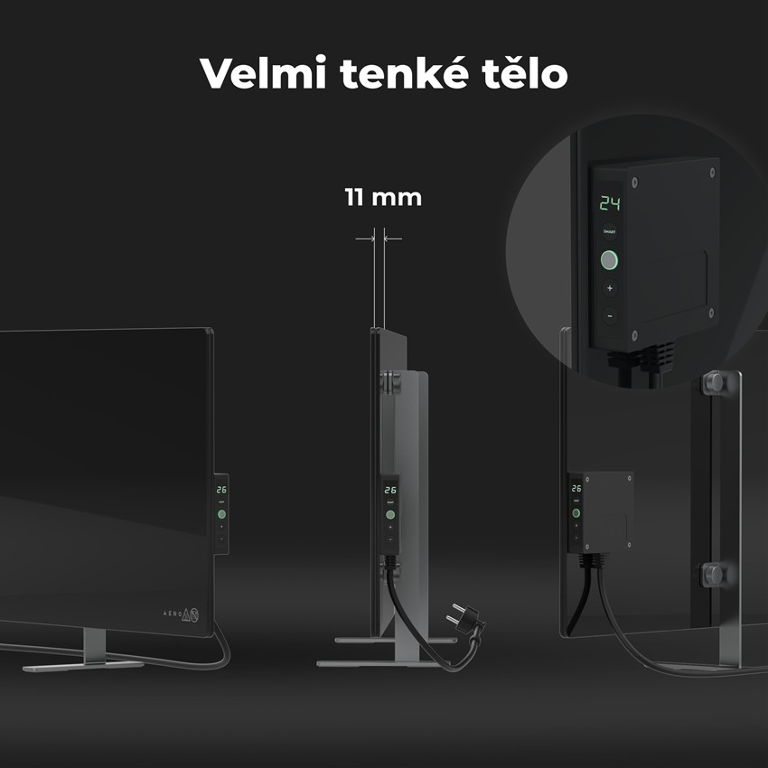 AENO GH4s Chytré Topení, infrared + konvekce, tvrzené sklo,LED displej, 700W, Černá
