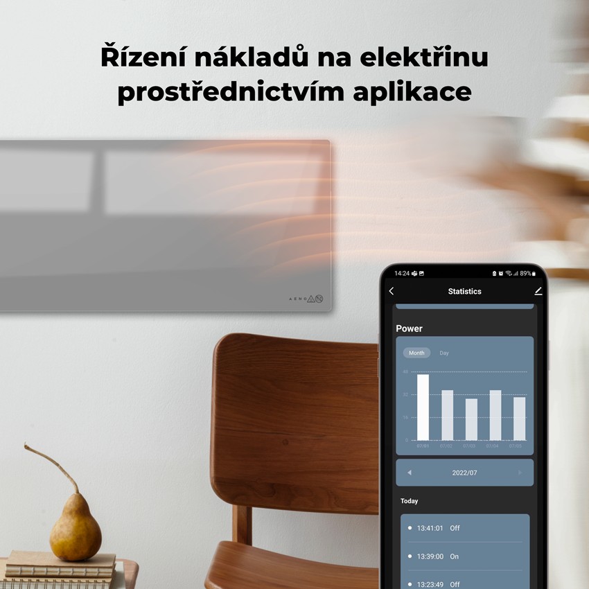 AENO GH5s Chytré Topení, infrared + konvekce, tvrzené sklo,LED displej, 700W, Šedá