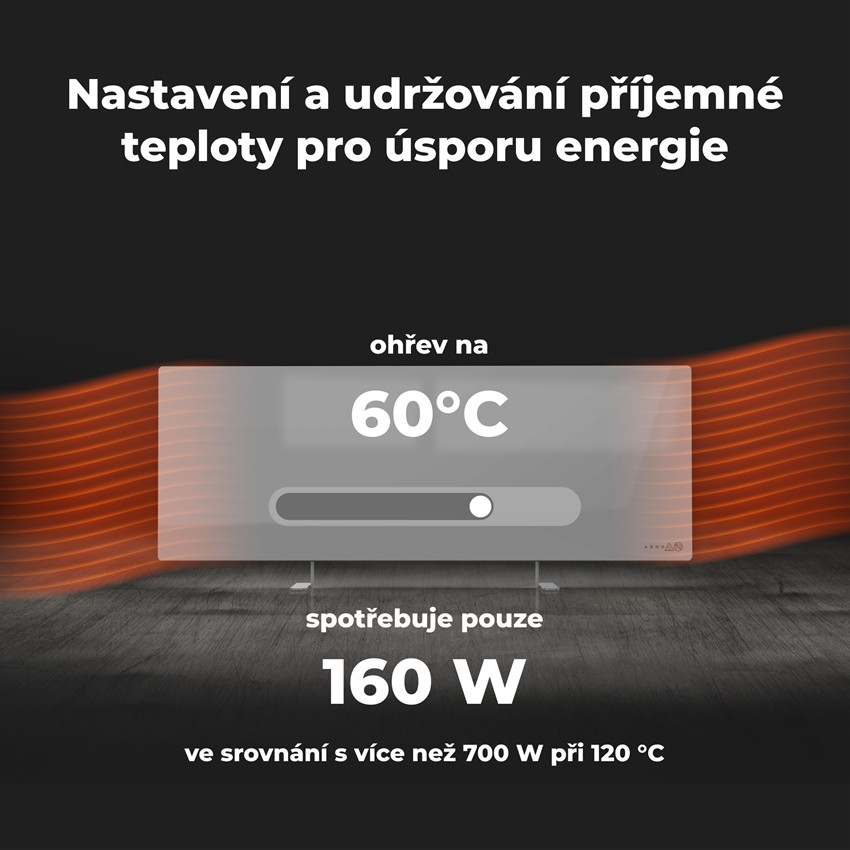 AENO GH5s Chytré Topení, infrared + konvekce, tvrzené sklo,LED displej, 700W, Šedá