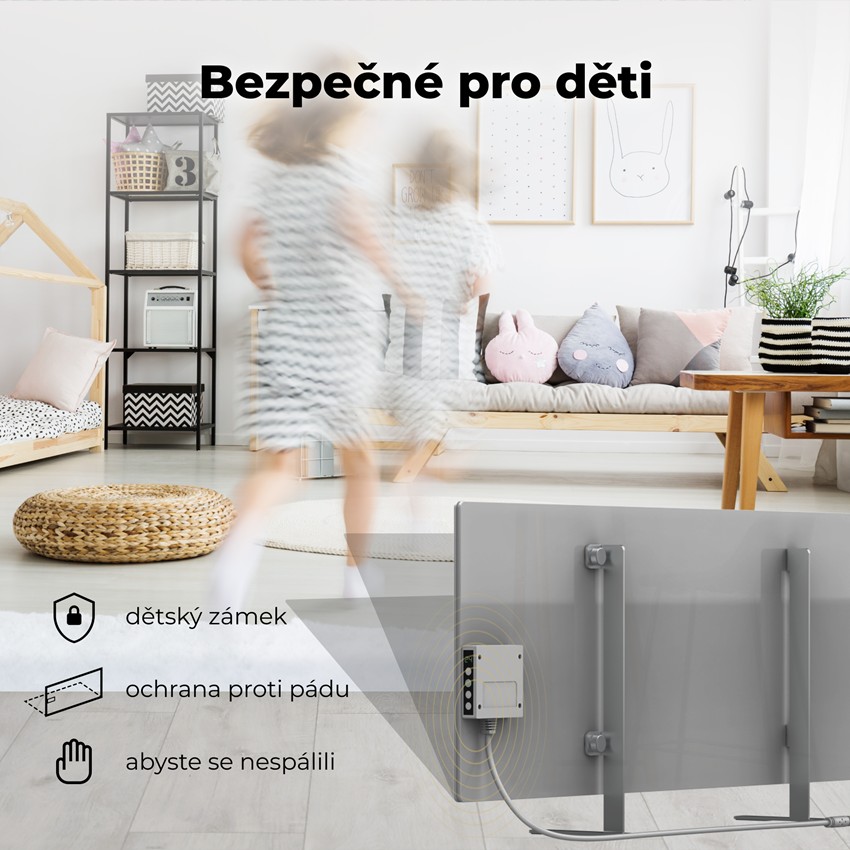 AENO GH5s Chytré Topení, infrared + konvekce, tvrzené sklo,LED displej, 700W, Šedá