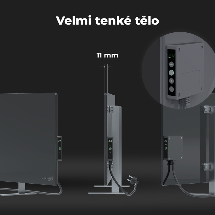AENO GH5s Chytré Topení, infrared + konvekce, tvrzené sklo,LED displej, 700W, Šedá
