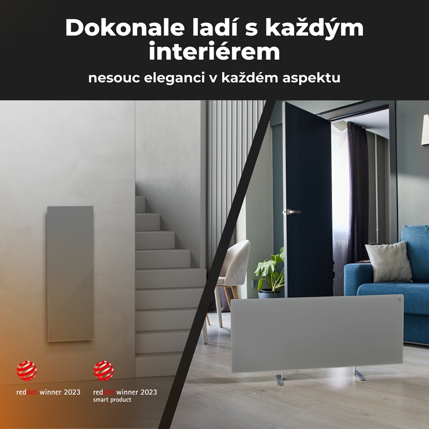 AENO GH5s Chytré Topení, infrared + konvekce, tvrzené sklo,LED displej, 700W, Šedá