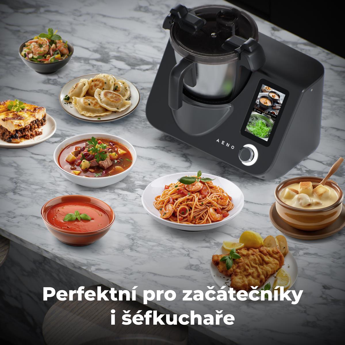 AENO Varný robot CR1S, 1000W ohřev + 600W motor, 20 funkcí, vaření 37-120°C,5kg váha, 3,5L nerez mísa