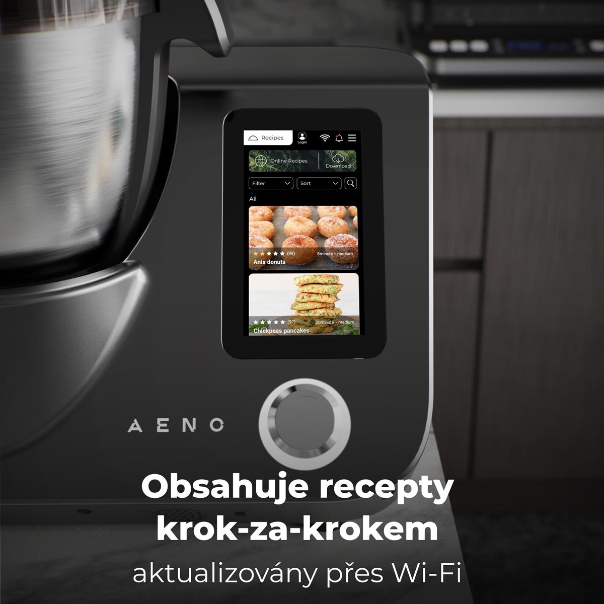 AENO Varný robot CR1S, 1000W ohřev + 600W motor, 20 funkcí, vaření 37-120°C,5kg váha, 3,5L nerez mísa