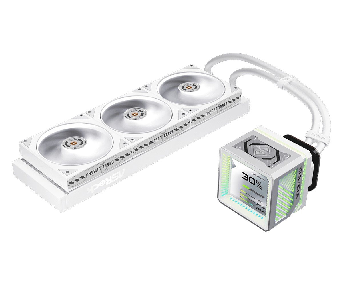 AIOCOOL Asrock Steel Legend 360 LCD, White, 360mm