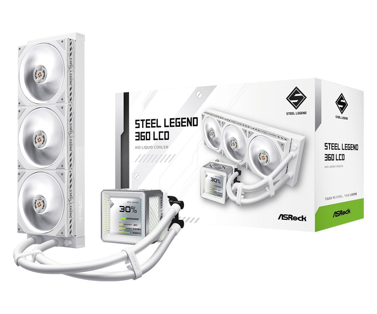 AIOCOOL Asrock Steel Legend 360 LCD, White, 360mm