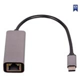 Akyga Adaptér USB type C/RJ45, PVC, ABS, stříbrná
