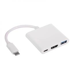 Akyga hub USB type C/USB 3.0/USB type C/HDMI/ABS/20cm