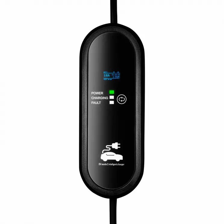 Akyga Napájecí kabel pro elektromobily Type 2, LCD displej, Control Box, 1-fázový 16A 3.8kW, délka 5m