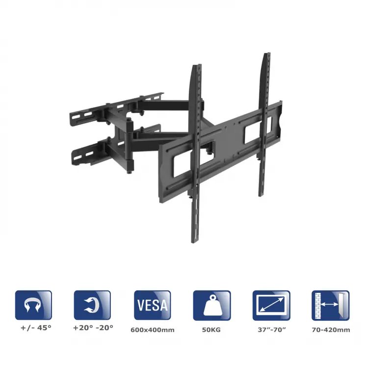 Akyga Nástěnný držák TV AK-MB-10 Plně pohyblivý držák VESA 600x400mm 37-70“