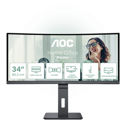 AOC CU34P3CV 34"W VA LED 3440x1440 20 000 000:1 4ms 300cd DP HDMI USB-C(65W) repro