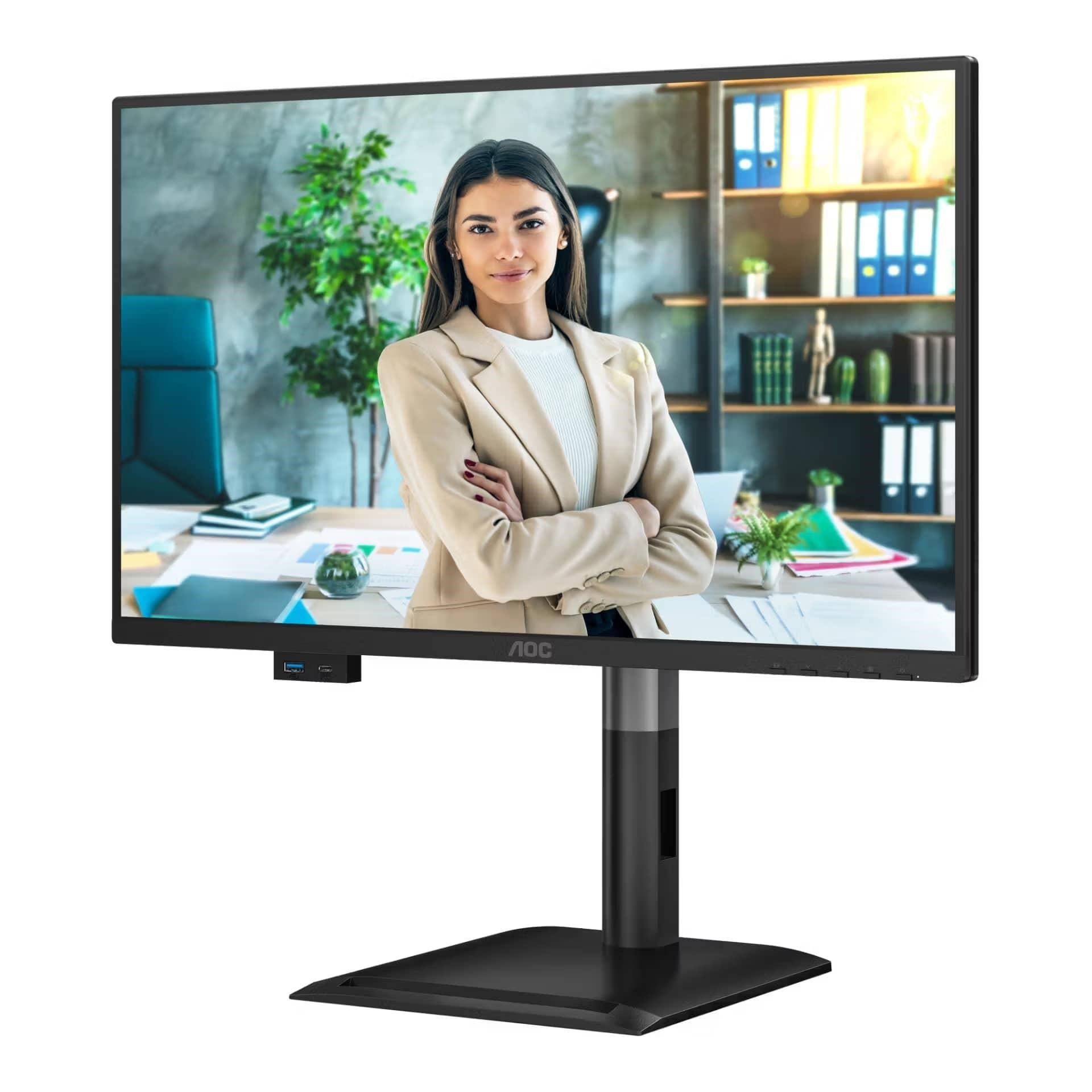 AOC Monitor 24P4CV, 23,8", IPS, 1920x1080, 16:9, 300cd, 1500:1, 4ms, DP, HDMI, 120Hz, USB Hub, RJ45, pivot, repro