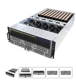 ASRock Rack 4U server 2xSP5 24xDDR5 PCIe 14x16x 2x8x 2xM,2 16x2,5"HS NVMe 24x2,5"HS OCP 2x1GB 80+Pl 4x3,2KW