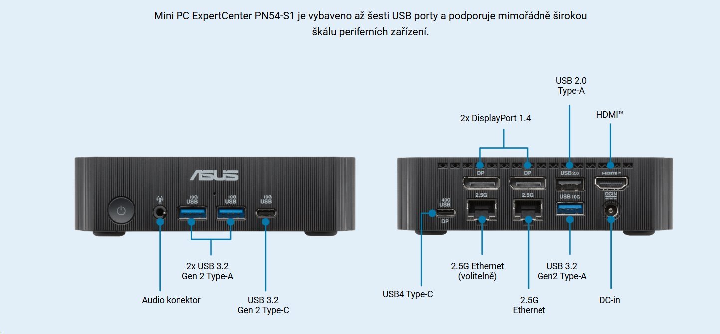 ASUS ExpertCenter Mini PC/PN54-S1/AMD Ryzen R5 220/1x16GB DDR5+512GB+Win 11Pro