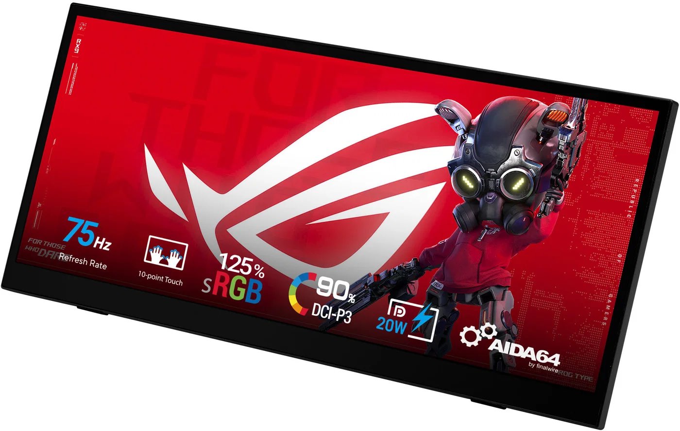 ASUS Monitor ROG Strix XG129C, 12,3", IPS, 1920x720, 24:9, HDMI, USB-C, 75Hz, Touch