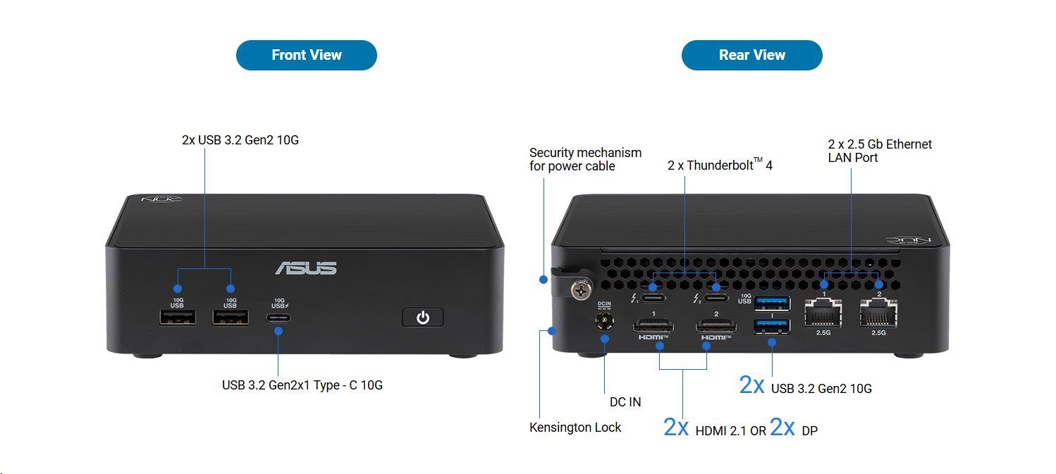 ASUS NUC 16 Pro NUC16GDK/Core Ultra X7-358H/LPDDR5-5600 32GB/USB 7x/2x LAN/WiFi