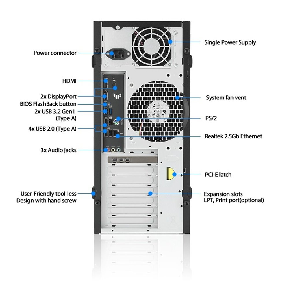 ASUS WS EC E500A, AM5, 4xDDR5, 3xPCIe, 1x2.5"/3x3.5", 2xM.2, 2.5Gb LAN, 750W, Tower 3U