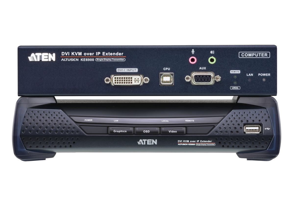 ATEN Zařízení pro ovládání DVI KVM OverNet, rack, RS-232, více počítačů, více ovládacích míst