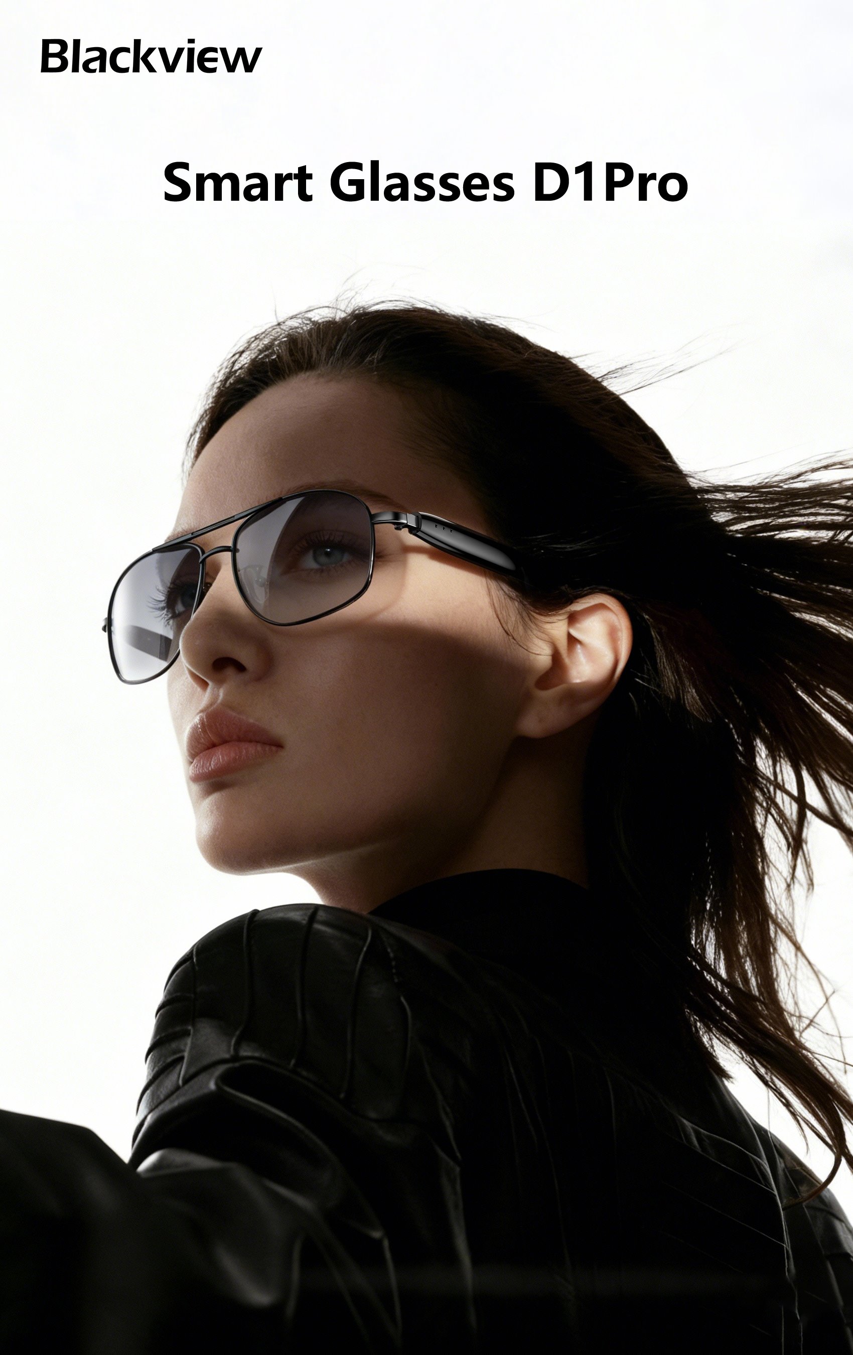 BLACKVIEW brýle D1 Pro,AB5756C 113Kb+1MB 105+105mAh BT 6.0,IP54,Voice assistant control Smart Eyewear 145x44x140mm,Black