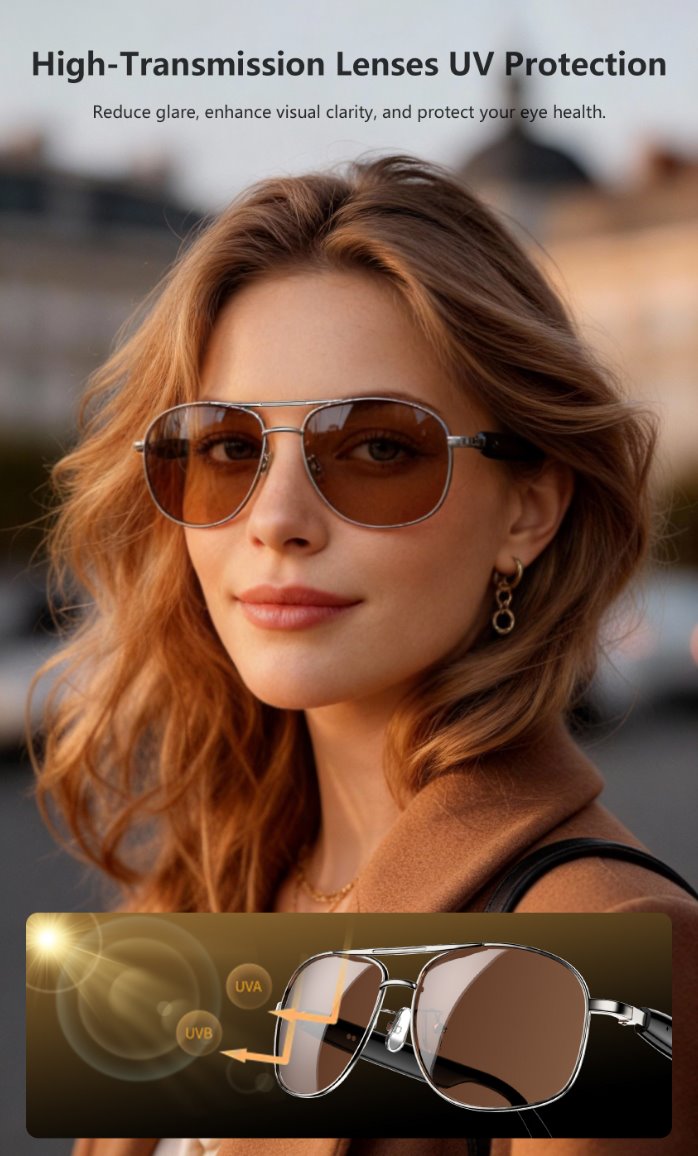 BLACKVIEW brýle D1 Pro,AB5756C 113Kb+1MB 105+105mAh BT 6.0,IP54,Voice assistant control Smart Eyewear 145x44x140mm,Golde