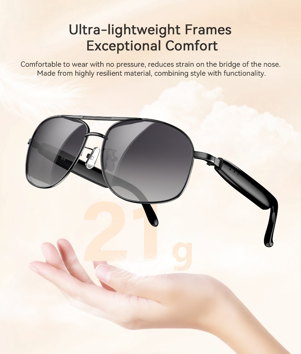 BLACKVIEW brýle D1 Pro,AB5756C 113Kb+1MB 105+105mAh BT 6.0,IP54,Voice assistant control Smart Eyewear 145x44x140mm,Golde