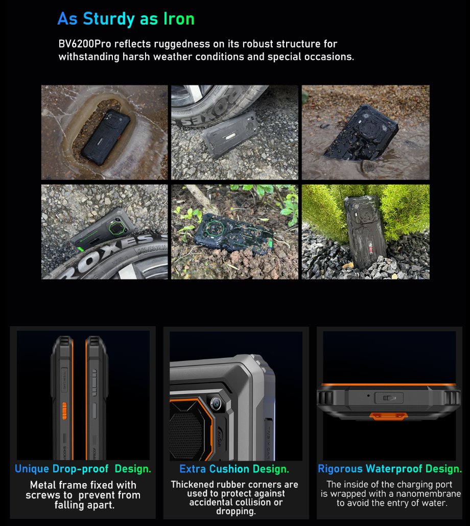 BLACKVIEW BV6200Pro 6.56" HD+ Helip P35 (Octacore 2.3Ghz) 6GB+128GB DS TF Card (1Tb Max) CAM 8+13+0.3MP 13000mAh IP68&IP