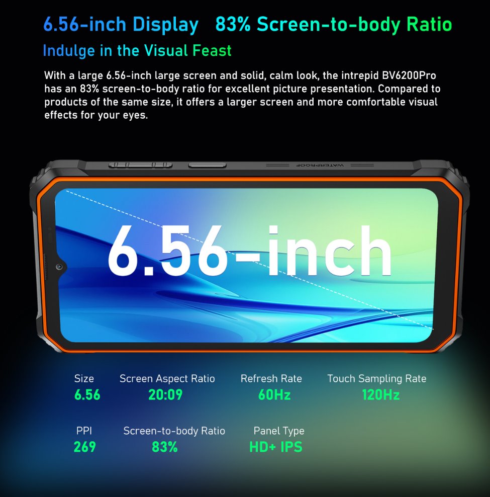 BLACKVIEW BV6200Pro 6.56" HD+ Helip P35 (Octacore 2.3Ghz) 6GB+128GB DS TF Card (1Tb Max) CAM 8+13+0.3MP 13000mAh IP68&IP