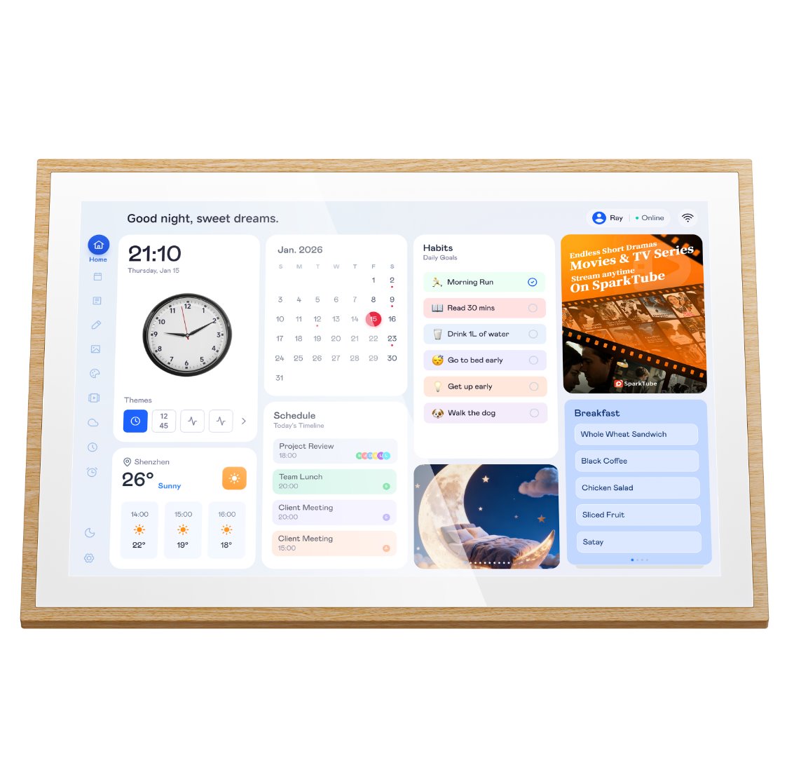 BLACKVIEW Digital Calendar NEST 10 WiFi 10.1" 1280x800 IPS,2/32GB,Quad-core 1.5GHz,248x167x19mm,Android 11,Natural wood