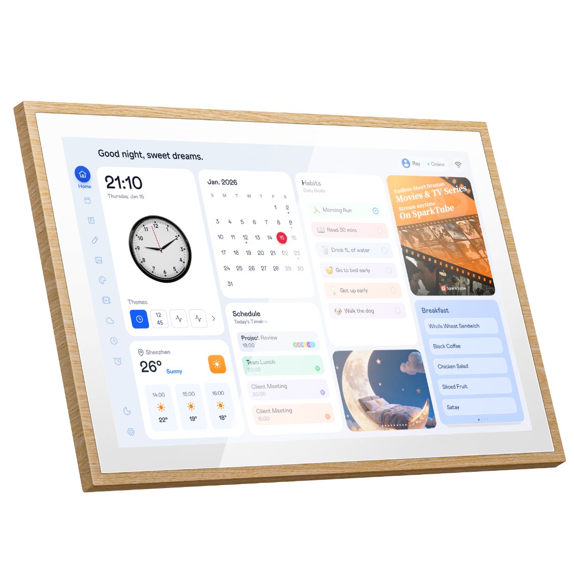BLACKVIEW Digital Calendar NEST 10 WiFi 10.1" 1280x800 IPS,2/32GB,Quad-core 1.5GHz,248x167x19mm,Android 11,Natural wood