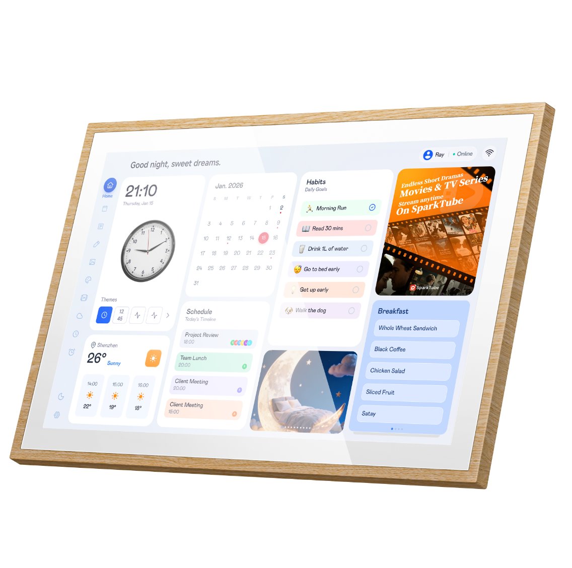 BLACKVIEW Digital Calendar NEST 10 WiFi 10.1" 1280x800 IPS,2/32GB,Quad-core 1.5GHz,248x167x19mm,Android 11,Natural wood