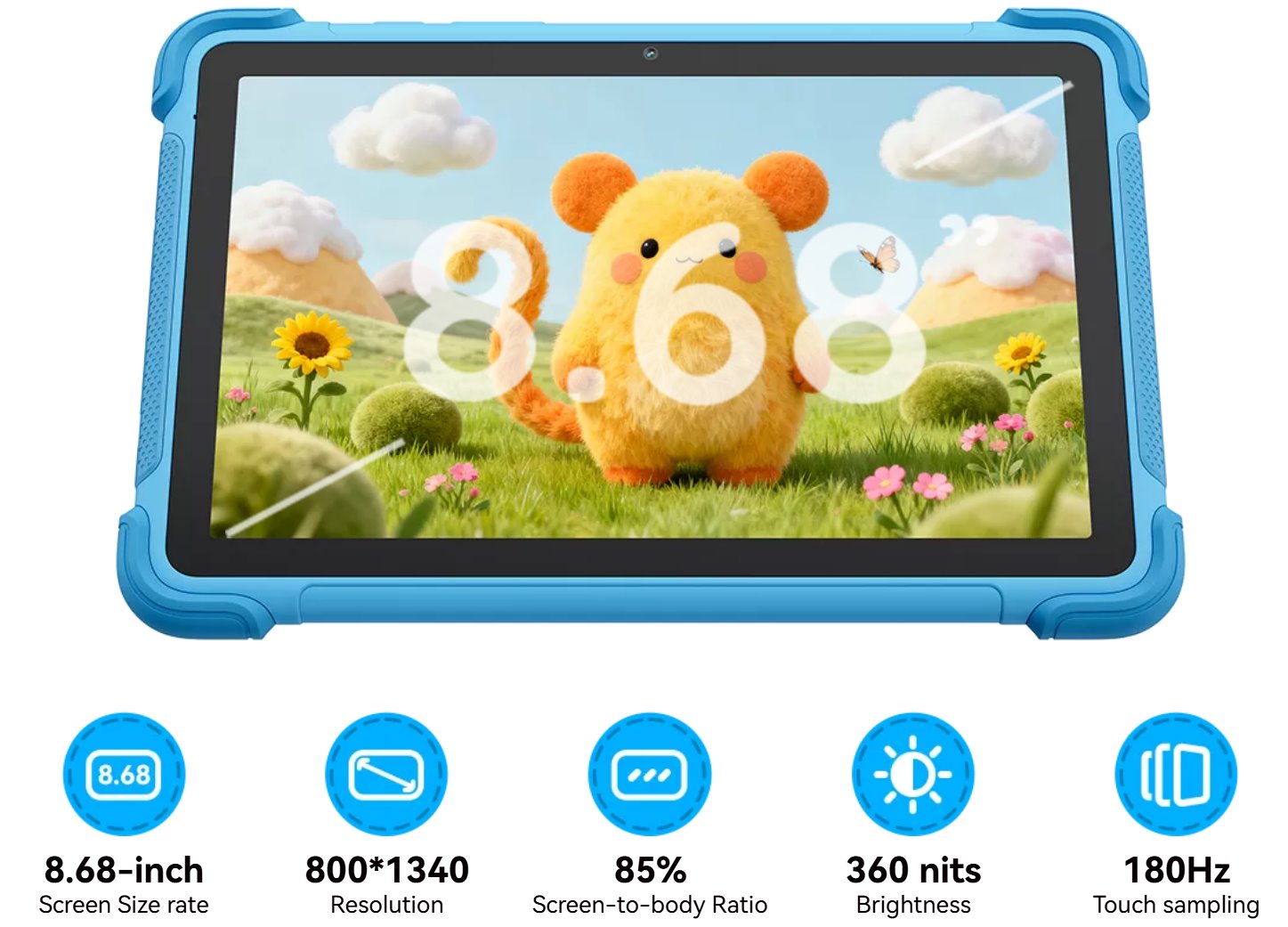 BLACKVIEW LINK 1 Kids BLUE 8.68"IPS 1340x800,4/64GB,Quad-core 2.0GHz,5+8MP,5000mAh,WiFi6,BT 5.0,Android 16