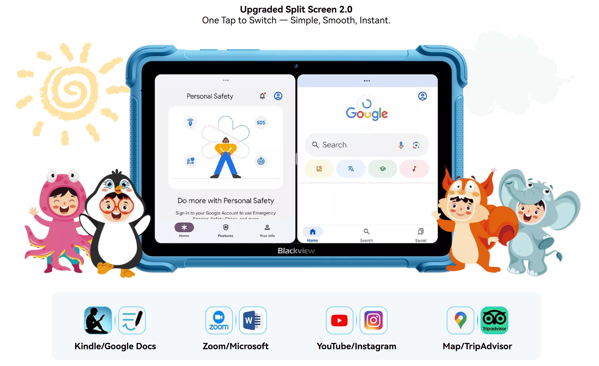 BLACKVIEW LINK 1 Kids Dreamy Purple 8.68"IPS 1340x800,4/64GB,Quad-core 2.0GHz,5+8MP,5000mAh,WiFi6,BT 5.0,Android 16