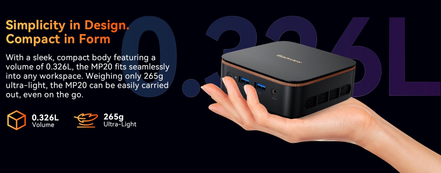 BLACKVIEW miniPC MP20 AMD Ryzen 3300U 3.5HGz 16/512GB,WiFi 6,BT 5.2,RJ45,2xUSB 3.0,2xUSB 2.0,1xHDMI,1xDP,W11Pro