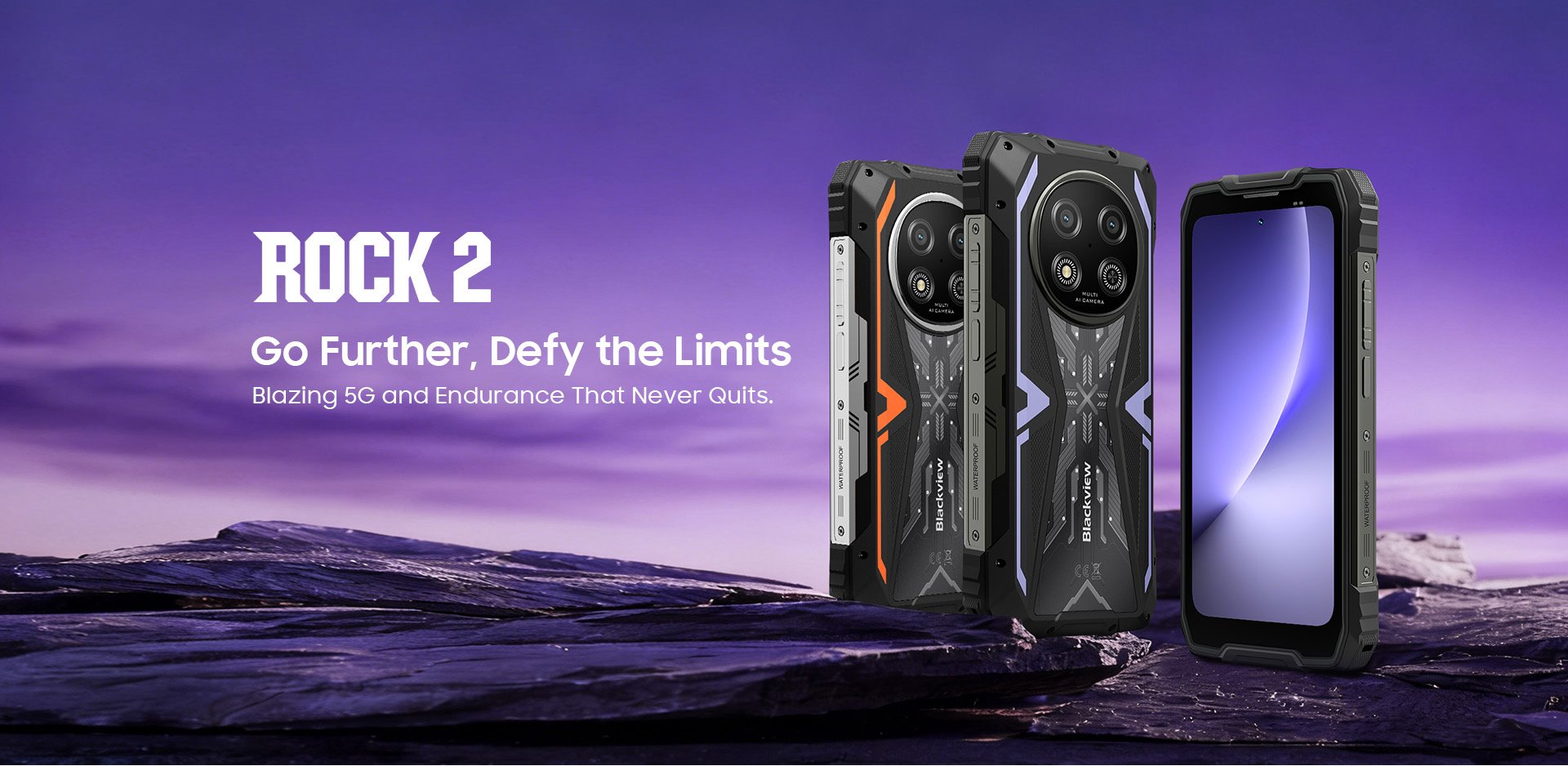 BLACKVIEW Rugged ROCK 2 5G 6.67" BLACK,HD+ 1640x720,12+256GB,T8100 Octa-Core 2.2GHz,13MP/16MP,NFC,15000mAh,Android 16