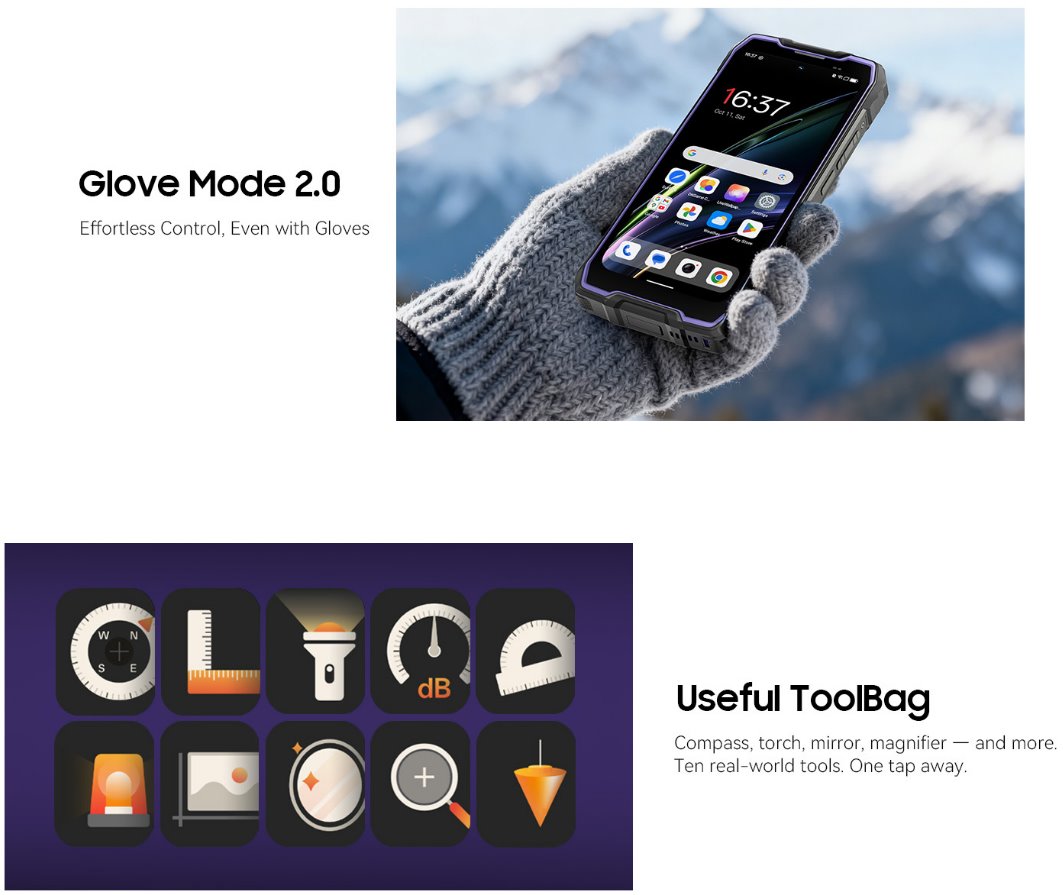 BLACKVIEW Rugged ROCK 2 5G 6.67" BLACK,HD+ 1640x720,12+256GB,T8100 Octa-Core 2.2GHz,13MP/16MP,NFC,15000mAh,Android 16