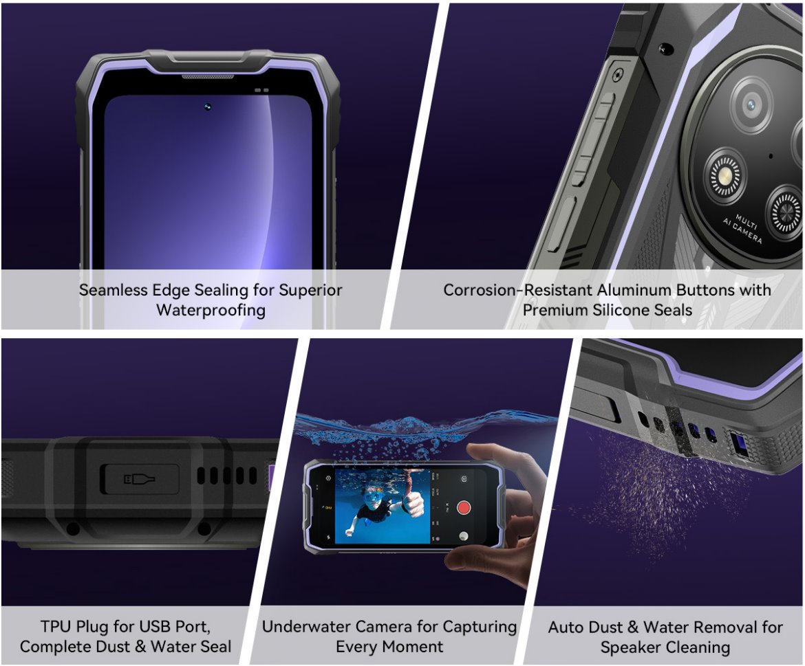 BLACKVIEW Rugged ROCK 2 5G 6.67" PURPLE,HD+ 1640x720,12+256GB,T8100 Octa-Core 2.2GHz,13MP/16MP,NFC,15000mAh,Android 16