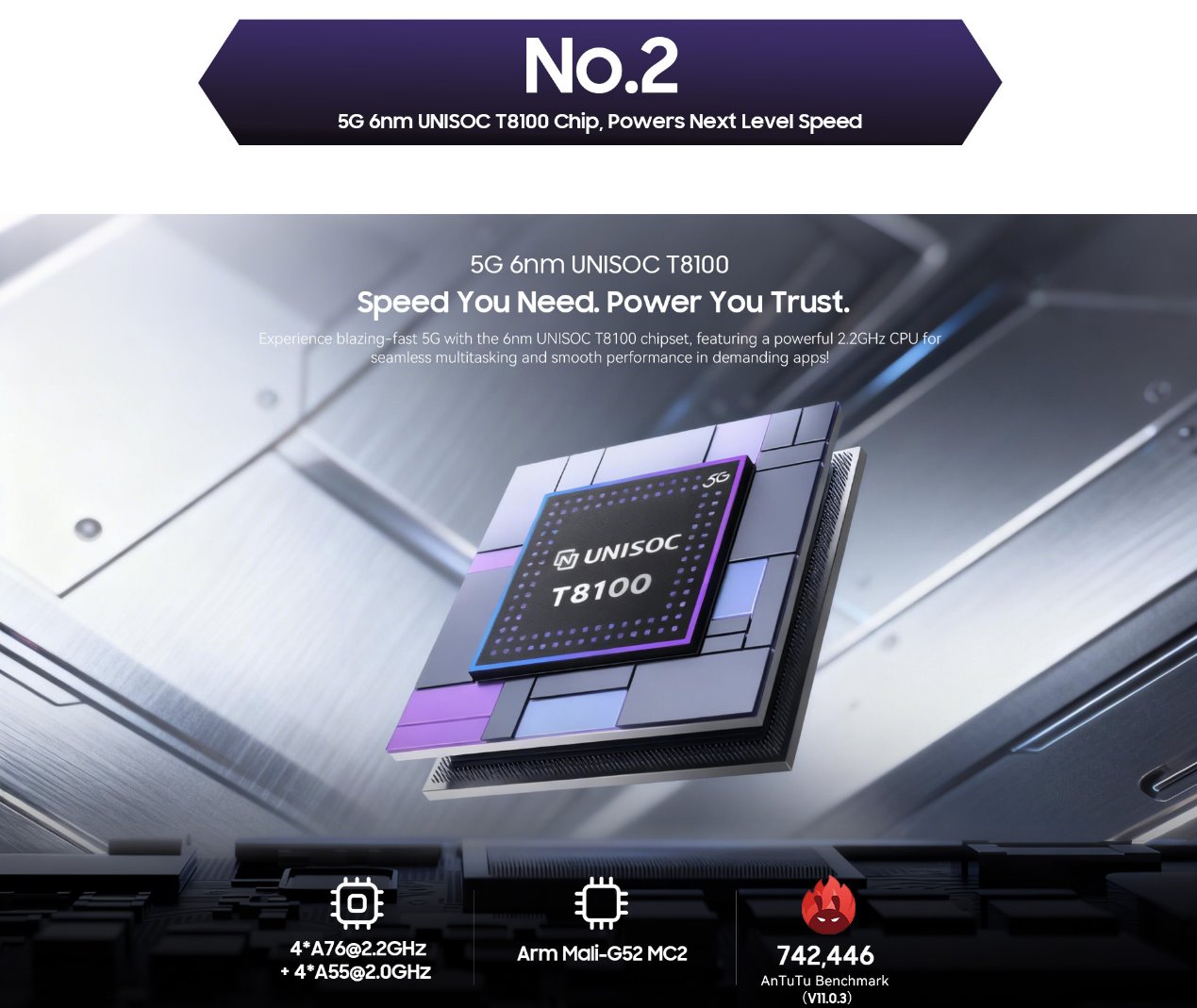 BLACKVIEW Rugged ROCK 2 5G 6.67" PURPLE,HD+ 1640x720,12+256GB,T8100 Octa-Core 2.2GHz,13MP/16MP,NFC,15000mAh,Android 16