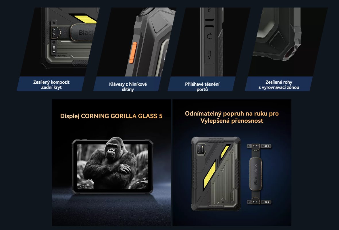 BLACKVIEW Rugged Tab Active 7 LTE 8GB/128GB 11",BLACK,Helio G81 Octa-core 2.0GHz,13MP/16MP+20MP,Night vision,Android 15