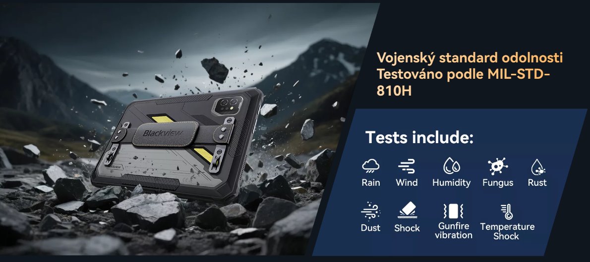 BLACKVIEW Rugged Tab Active 7 LTE 8GB/128GB 11",BLACK,Helio G81 Octa-core 2.0GHz,13MP/16MP+20MP,Night vision,Android 15