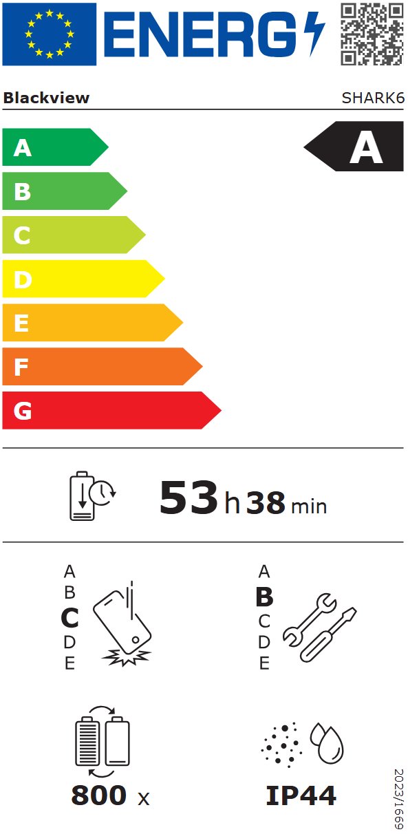 BLACKVIEW SHARK 6 5G 6.88" BLACK,FHD 1640x720,4+128GB,T8100 octa-core up to 2.2GHz,13MP/8MP&16+2MP,5000mAh,Android 15