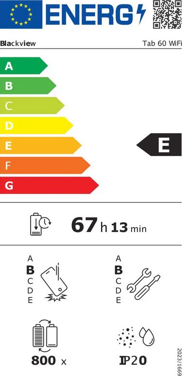 BLACKVIEW Tab 60 WiFi 10.1-inch HD+IPS 800x1280 60Hz 4GB/128GB A523 Octa-core 1.8GHz Camera Front 5MP Rear 8MP 5100mAh N