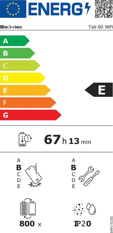 BLACKVIEW Tab 60 WiFi 10.1-inch HD+IPS 800x1280 60Hz 4GB/128GB A523 Octa-core 1.8GHz Camera Front 5MP Rear 8MP 5100mAh N