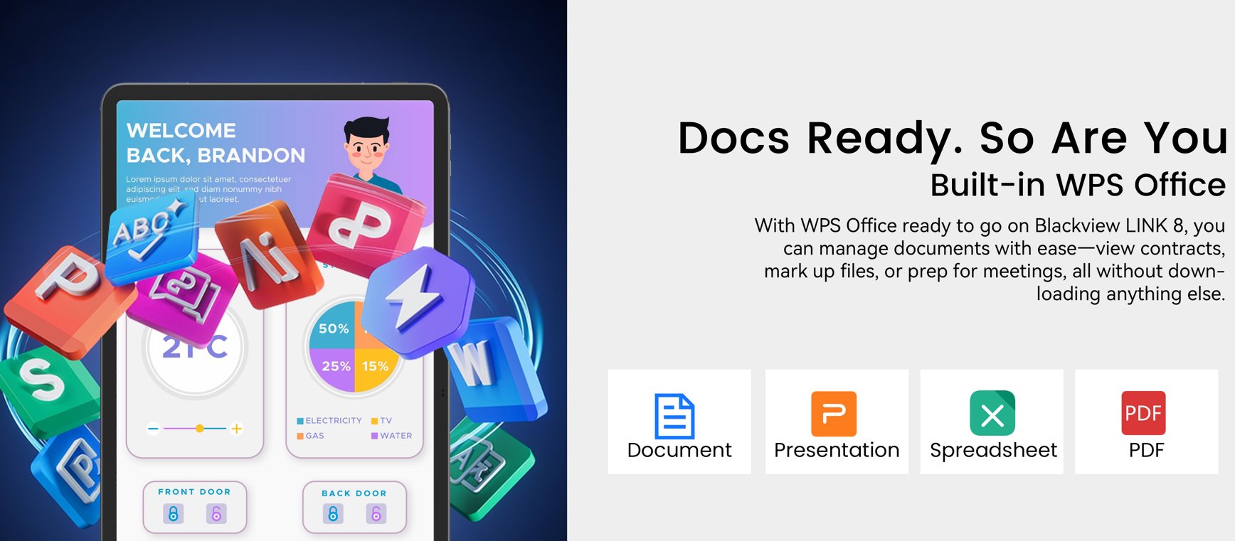 BLACKVIEW Tab LINK 8 SET WiFi 12.7" PURPLE,2176x1600,6GB+256GB,G100 Octa-core 2.2GHz,13MP+16MP,8400mAh,Android 15