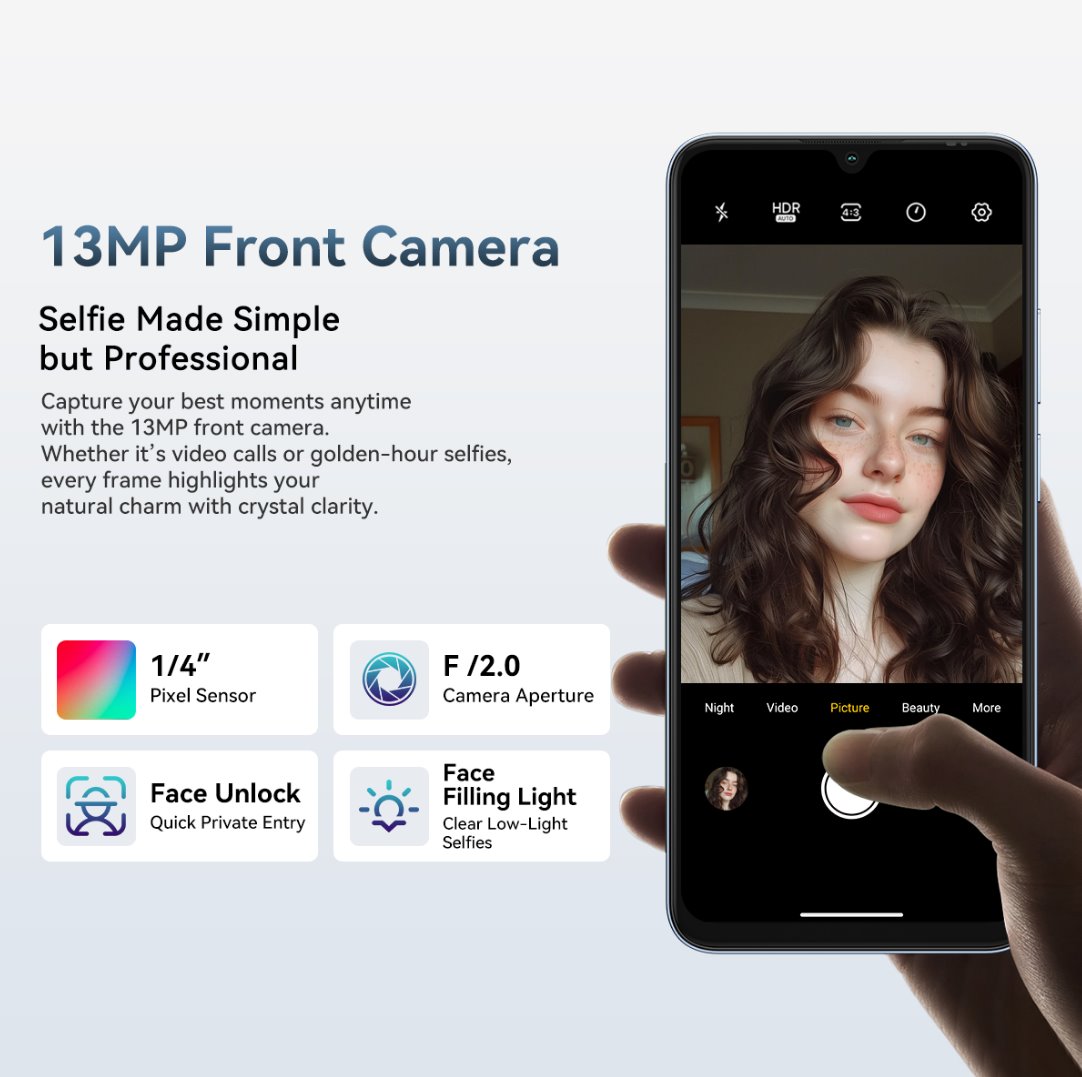 BLACKVIEW WAVE 10 LTE 6.88" MINT,HD IPS 720x1640,8+128GB,UMS9230E Octa Core 1.6GHz,13MP/32MP,FaceID,5000mAh,Android 16