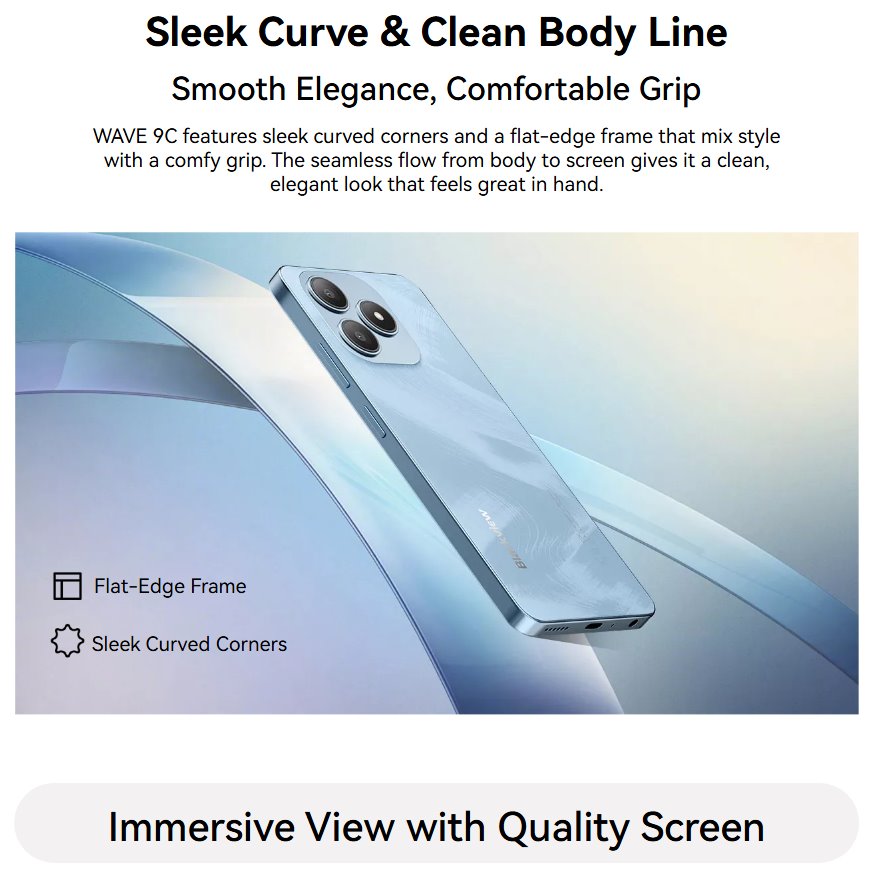 BLACKVIEW WAVE 9C LTE 6.56" BLACK,HD IPS 720x1612,4+64GB, T603 Octa Core 1.6GHz,8MP/13MP,5000mAh,Android 15