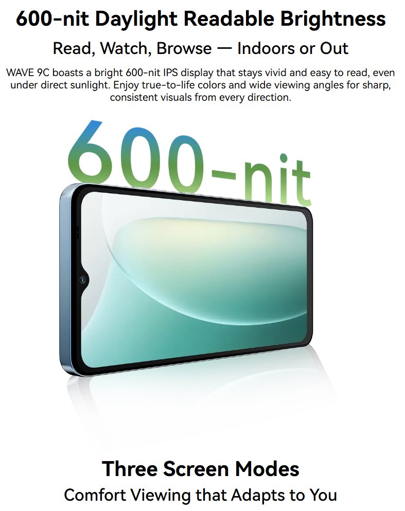 BLACKVIEW WAVE 9C LTE 6.56" BLACK,HD IPS 720x1612,4+64GB, T603 Octa Core 1.6GHz,8MP/13MP,5000mAh,Android 15